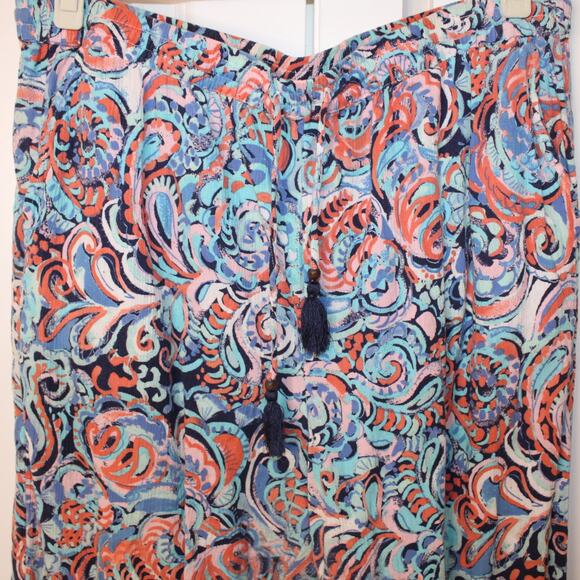 TALBOTS Paisley Print Wide-Leg Palazzo Pants Tassel Tie Waist | XL - Picture 3 of 7